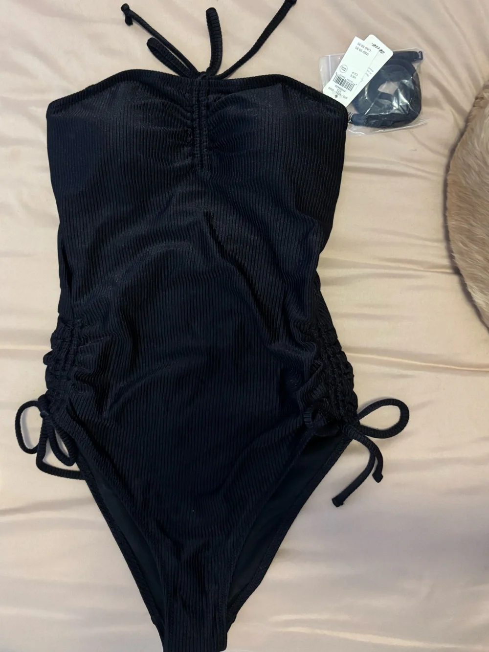 aerie Black Ribbed One-Piece Swimsuit